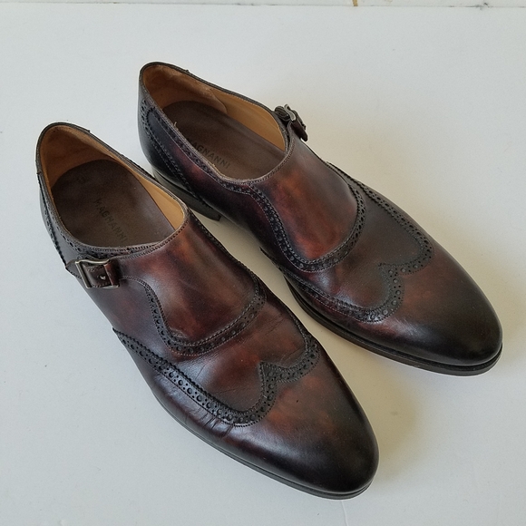 Magnanni Brown Leather Single Monk Strap Shoes Mens Size 11 - Picture 1 of 10